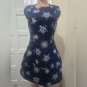 Elegant Strapless Snowflake Dress in Navy